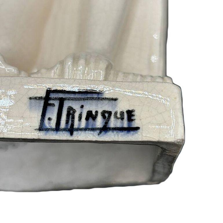 French Art Deco Nude Female Ceramic Sculpture signed by F. Trinque For Sale 5