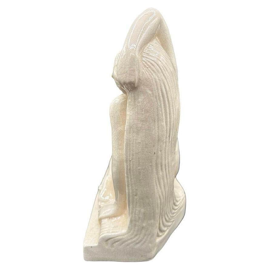 Early 20th Century French Art Deco Nude Female Ceramic Sculpture signed by F. Trinque For Sale