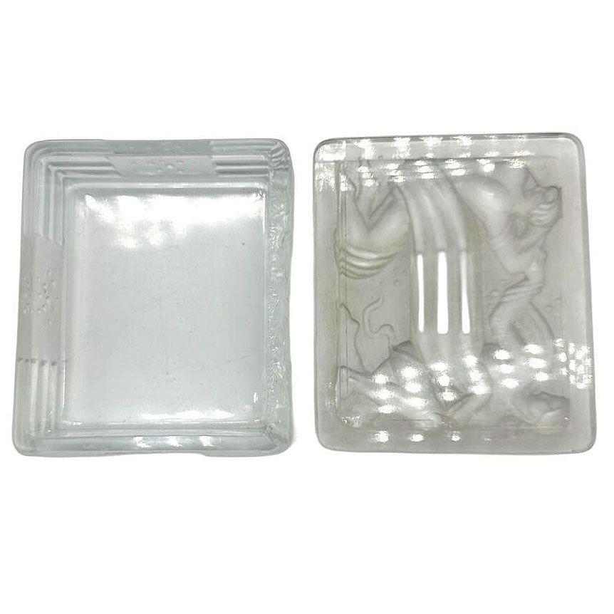 French Art Deco Nude male/Female Satin Glass Jewelry Trinket Box by Lalique 2