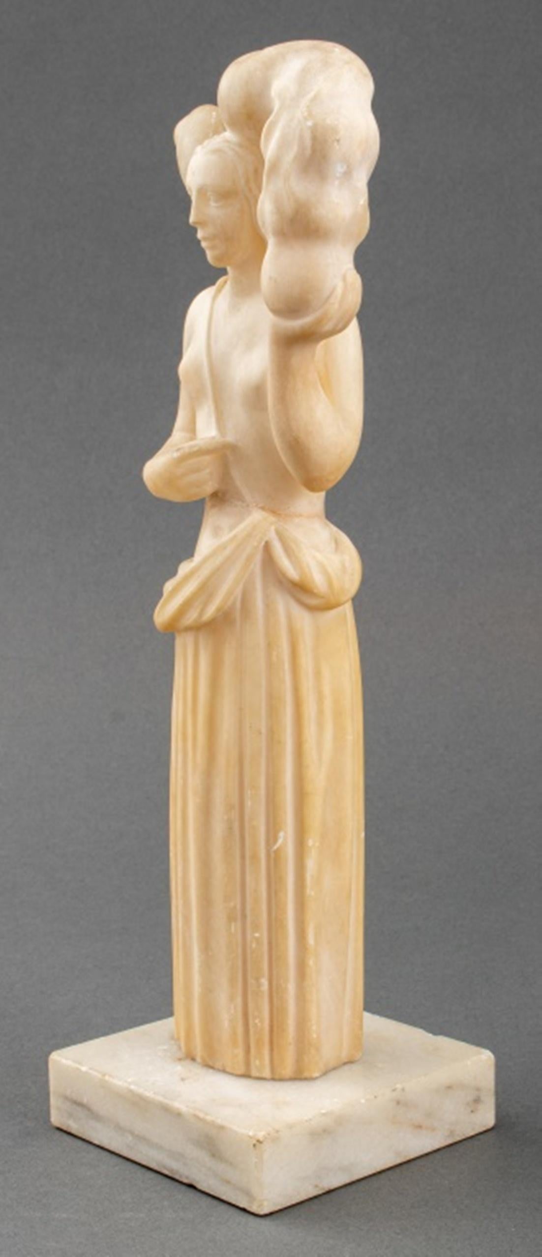 20th Century French Art Deco Nude Woman Alabaster Sculpture