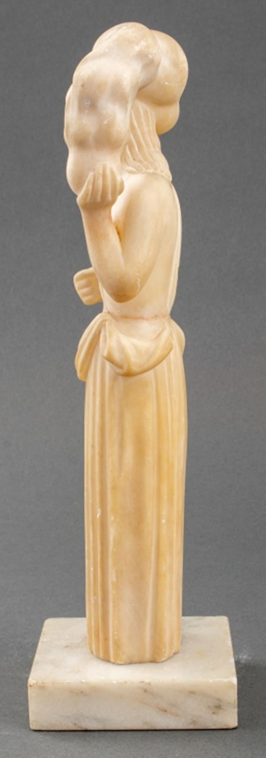 French Art Deco Nude Woman Alabaster Sculpture 1