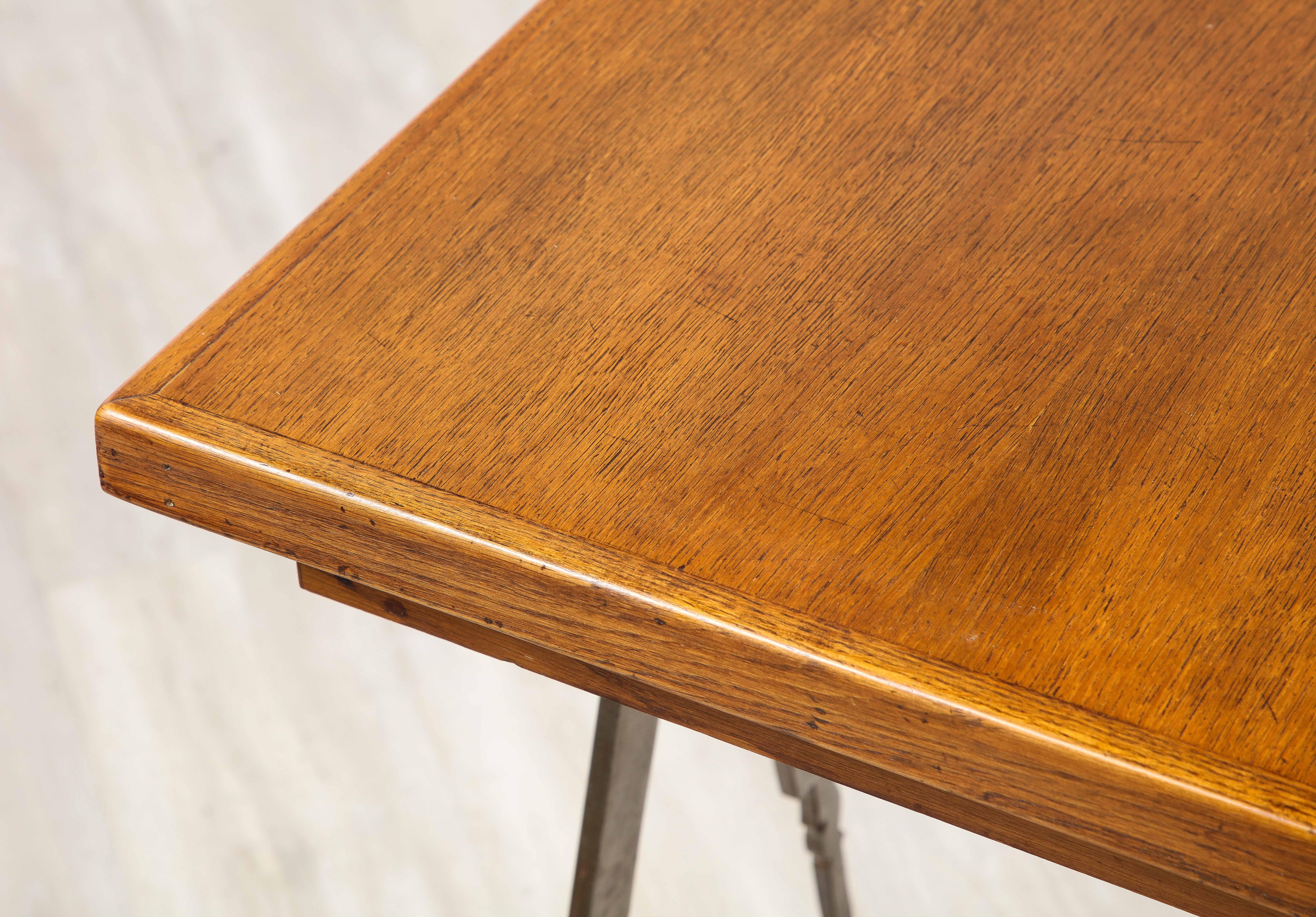 French Art Deco Oak and Steel Writing Table Desk, France, circa 1930  For Sale 16