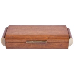 Antique French Art Deco Oak, Brass and Horn Box