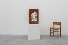 French Art Deco Oak Cabinet with Beveled Leaded Glass, ca. 1920