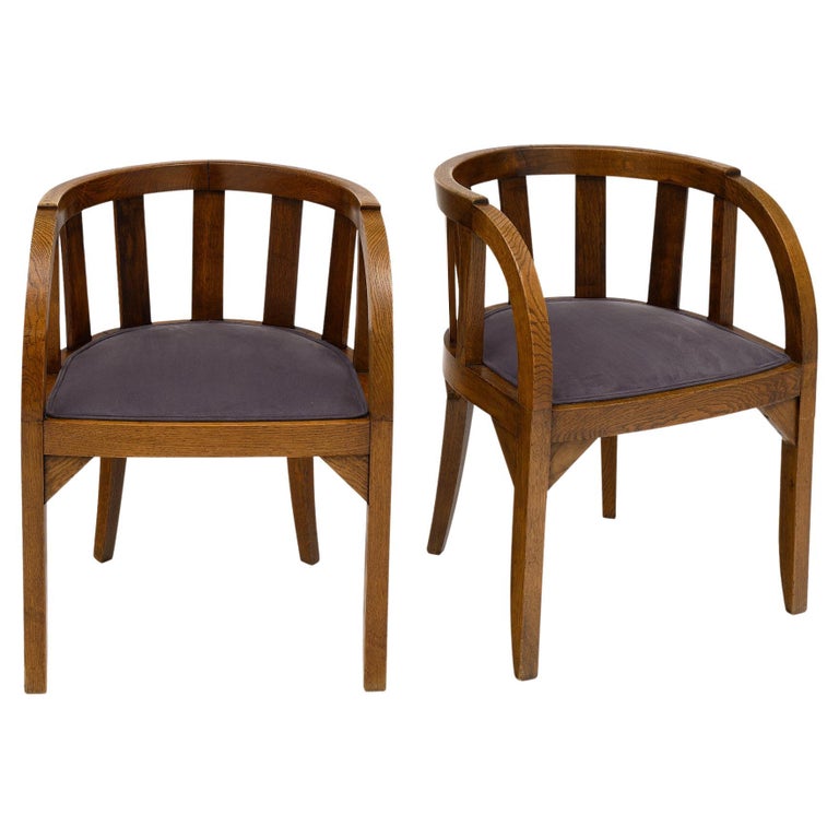 French Art Deco Oak Chairs For Sale at 1stDibs