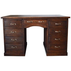 Antique French Art Deco Oak Desk with a Unusual Closing System by Securitas, circa 1925