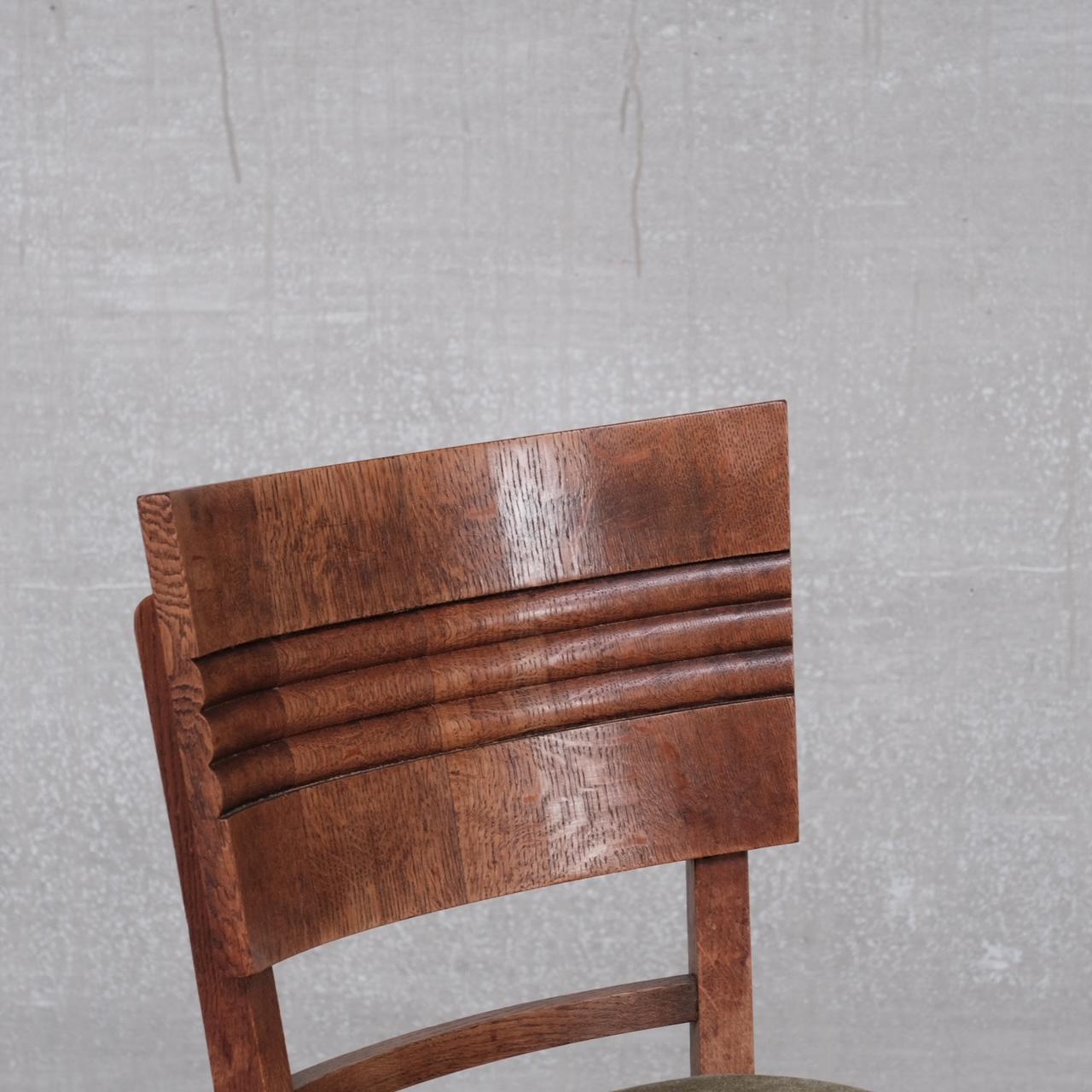 Mid-20th Century French Art Deco Oak Dining Chairs Attr. to Charles Dudouyt For Sale