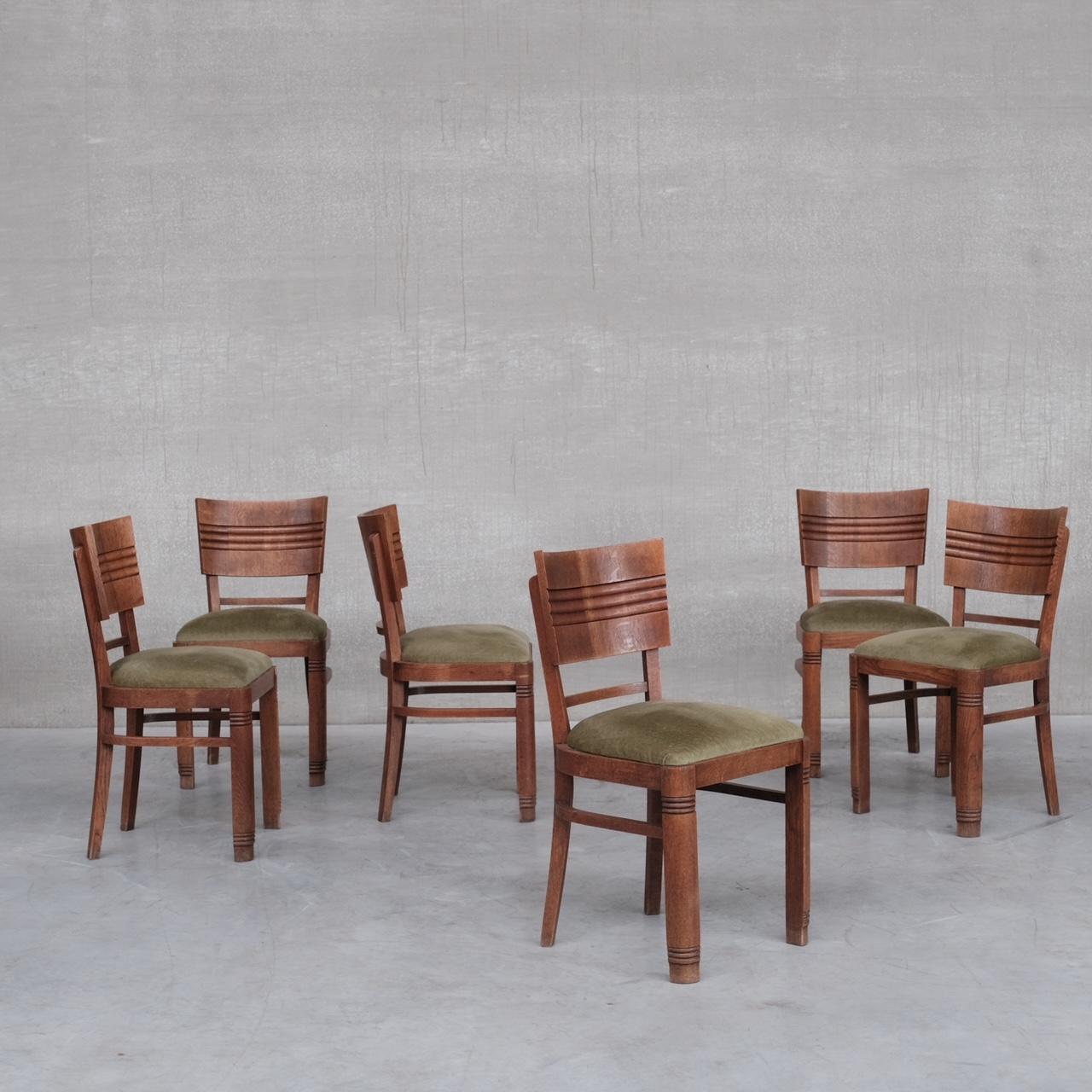 French Art Deco Oak Dining Chairs Attr. to Charles Dudouyt For Sale 4