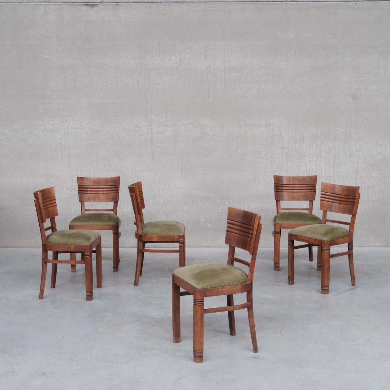 French Art Deco Oak Dining Chairs Attr. to Charles Dudouyt For Sale 5