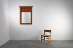 French Art Deco Oak Mirror with Fluted Panel, circa 1930