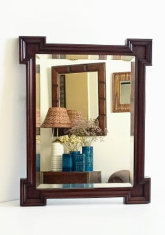 Specchio francese Art Deco Mirror con cornice architettonica a gradini, circa 1935