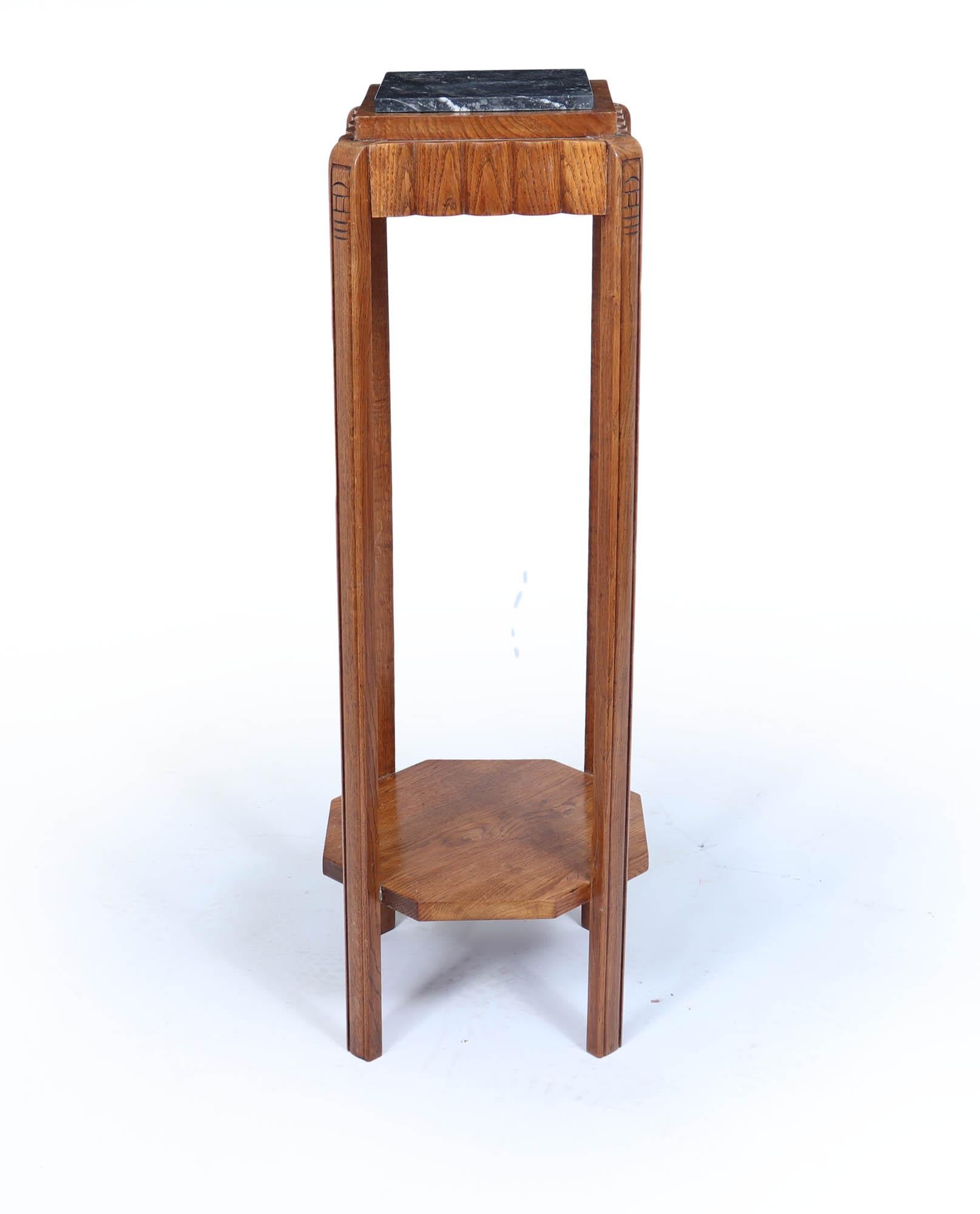 French Art Deco Oak Plant Stand In Excellent Condition For Sale In Paddock Wood Tonbridge, GB