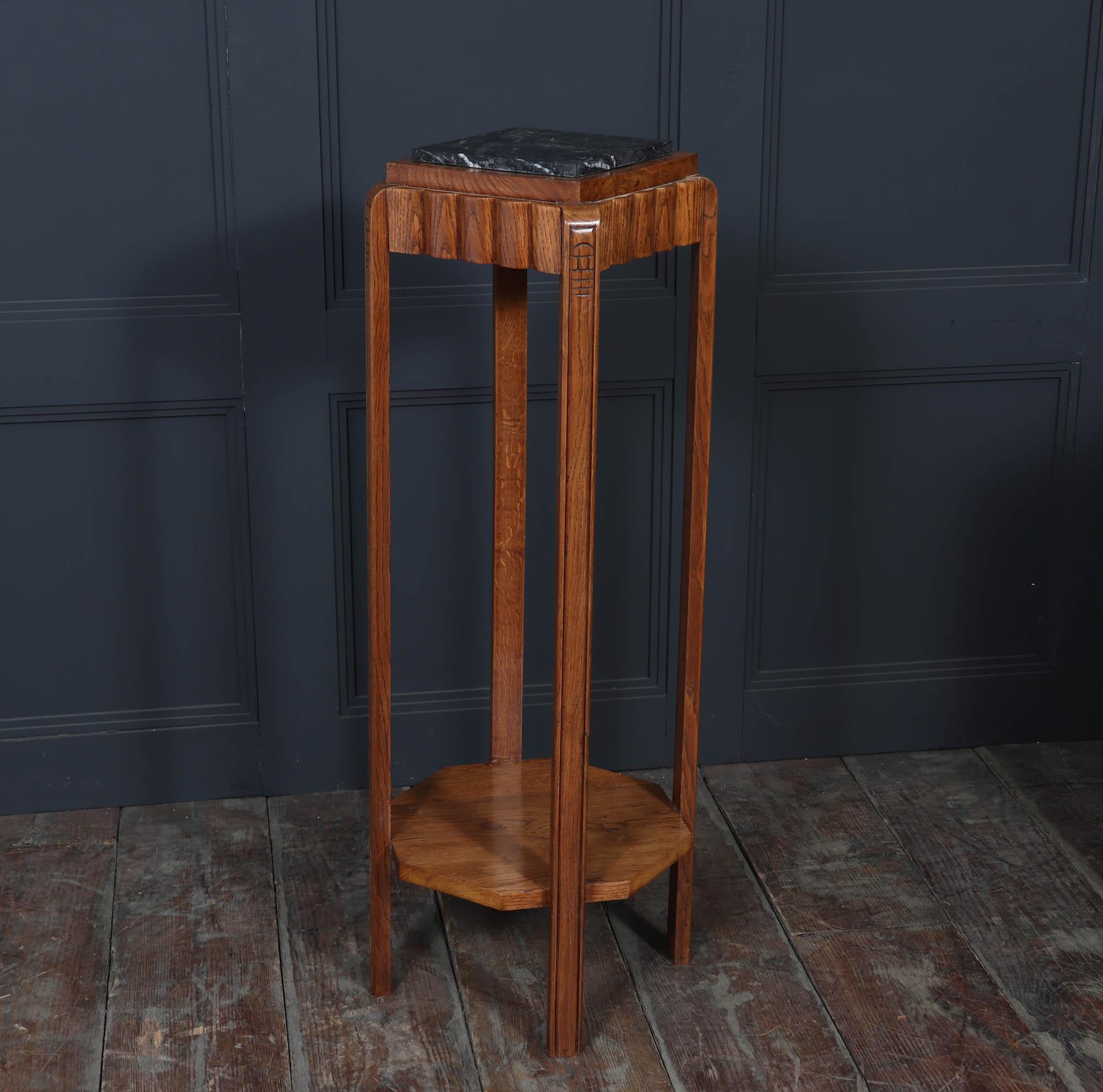 Mid-20th Century French Art Deco Oak Plant Stand For Sale