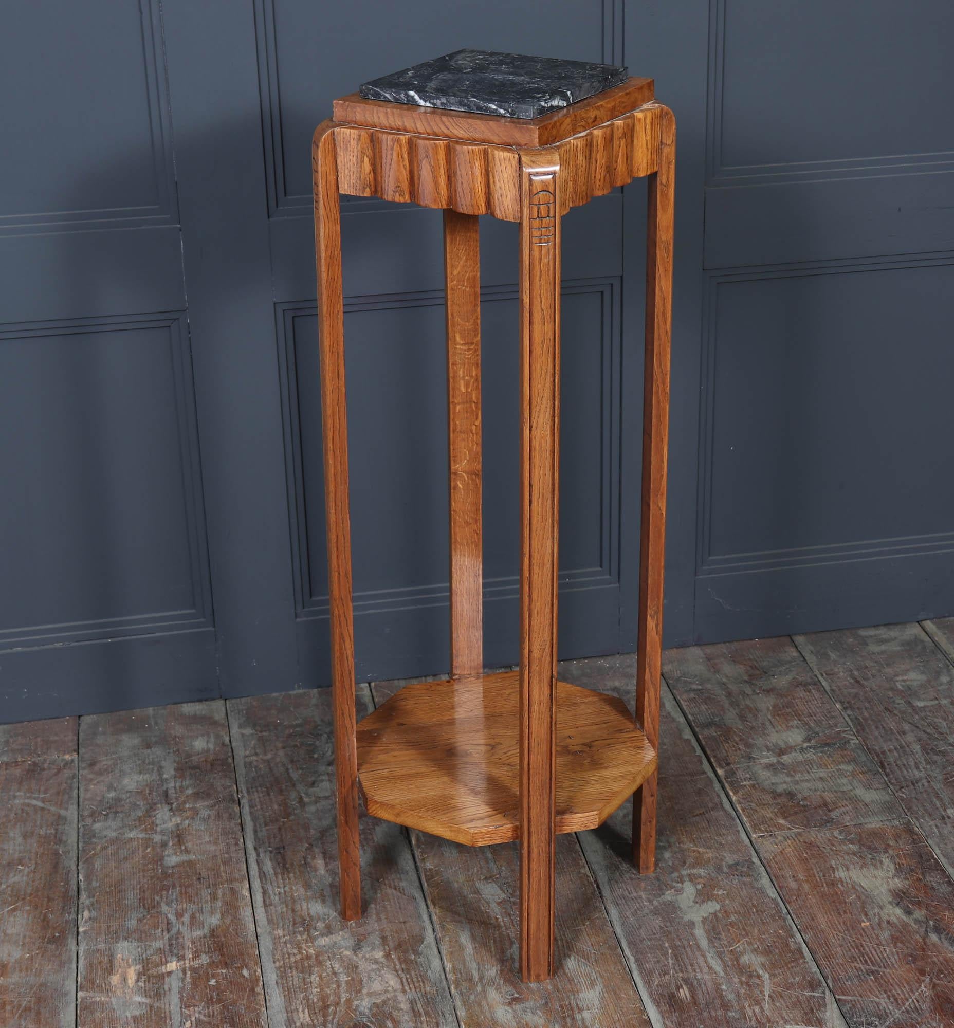 French Art Deco Oak Plant Stand For Sale 1
