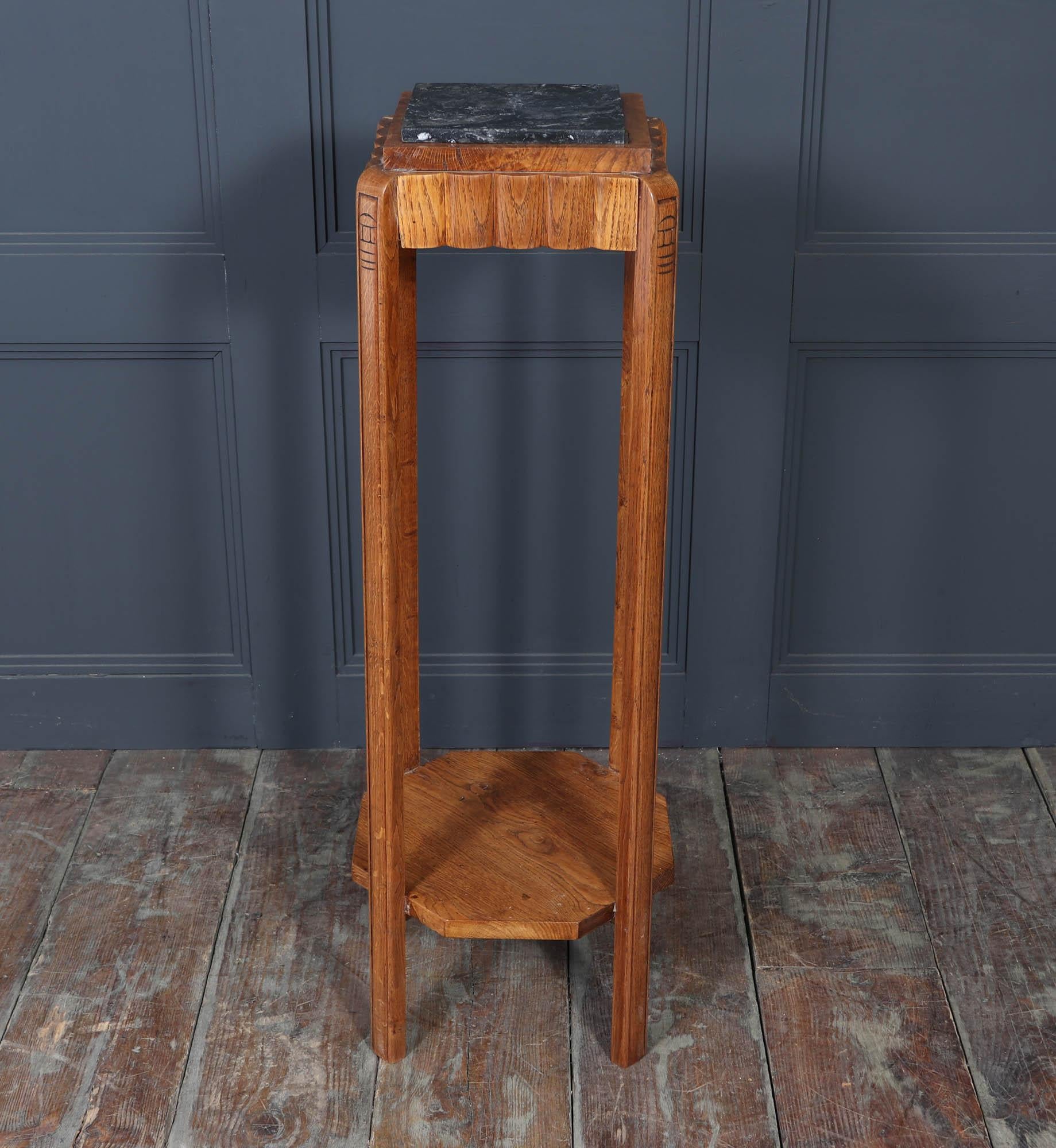 French Art Deco Oak Plant Stand For Sale 5