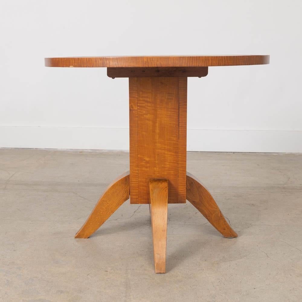French Art Deco Oak Side Table For Sale 7