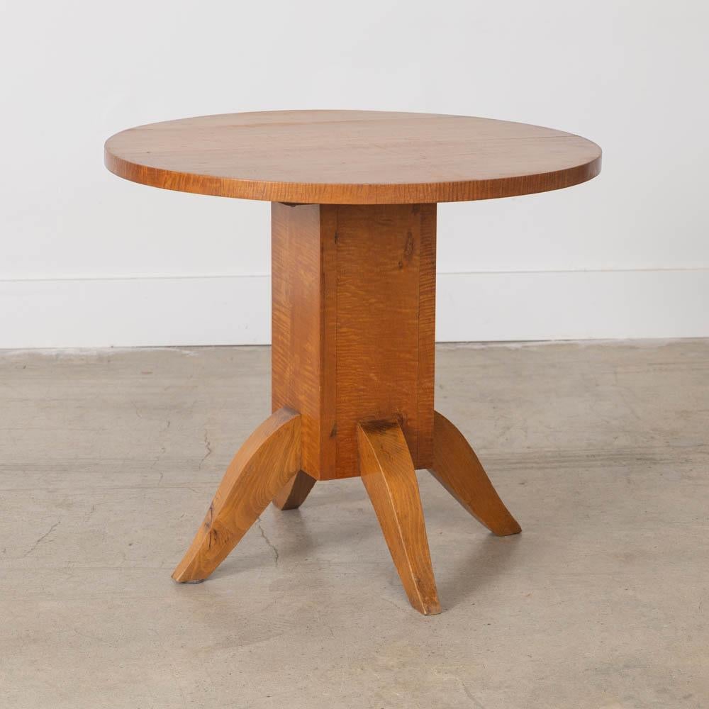 French Art Deco Oak Side Table For Sale 1