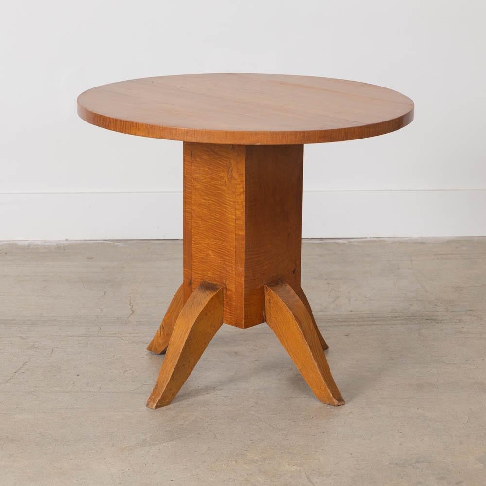 French Art Deco Oak Side Table For Sale 2