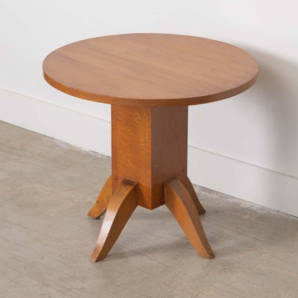 French Art Deco Oak Side Table For Sale 3