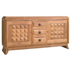 French Art Deco Oak Sideboard Attributed to Charles Dudouyt, 1940s