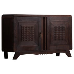 Französisches Art-déco-Sideboard aus Eiche, Türen mit Diamantspitzen, 1940er Jahre