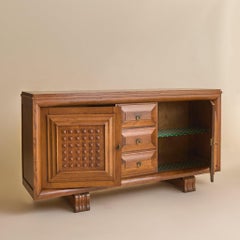 French Art Deco Oak Sideboard in the Manner of Charles Dudouyt, 1940s