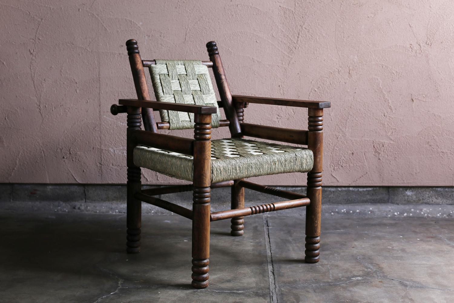 Mid-20th Century French Art Deco Oakwood Armchair by Charles Dudouyt For Sale