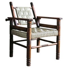 French Art Deco Oakwood Armchair by Charles Dudouyt
