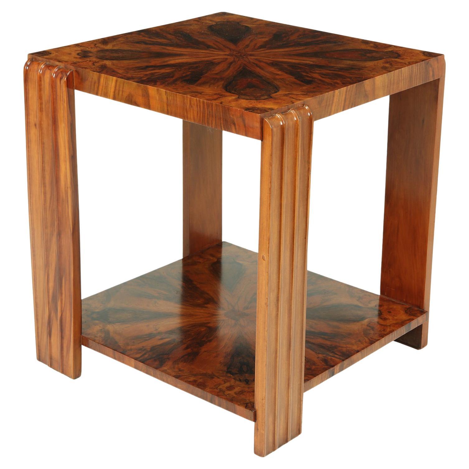Elegant Art Deco Octagonal Side Occasional Table in Exotic BookMatched Walnut at 1stDibs