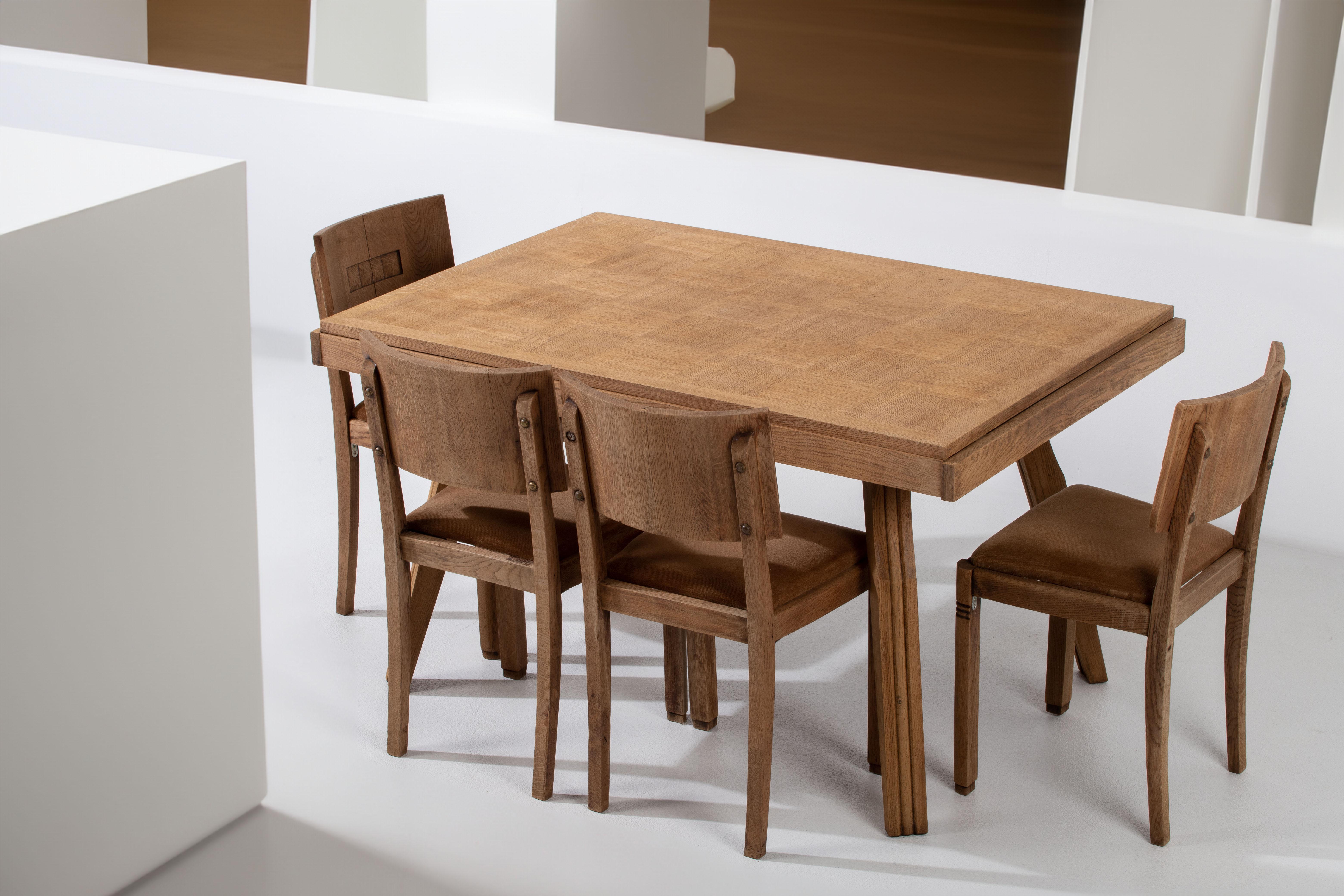 French Art Deco Occasionnal Table Oak, 1940s 3