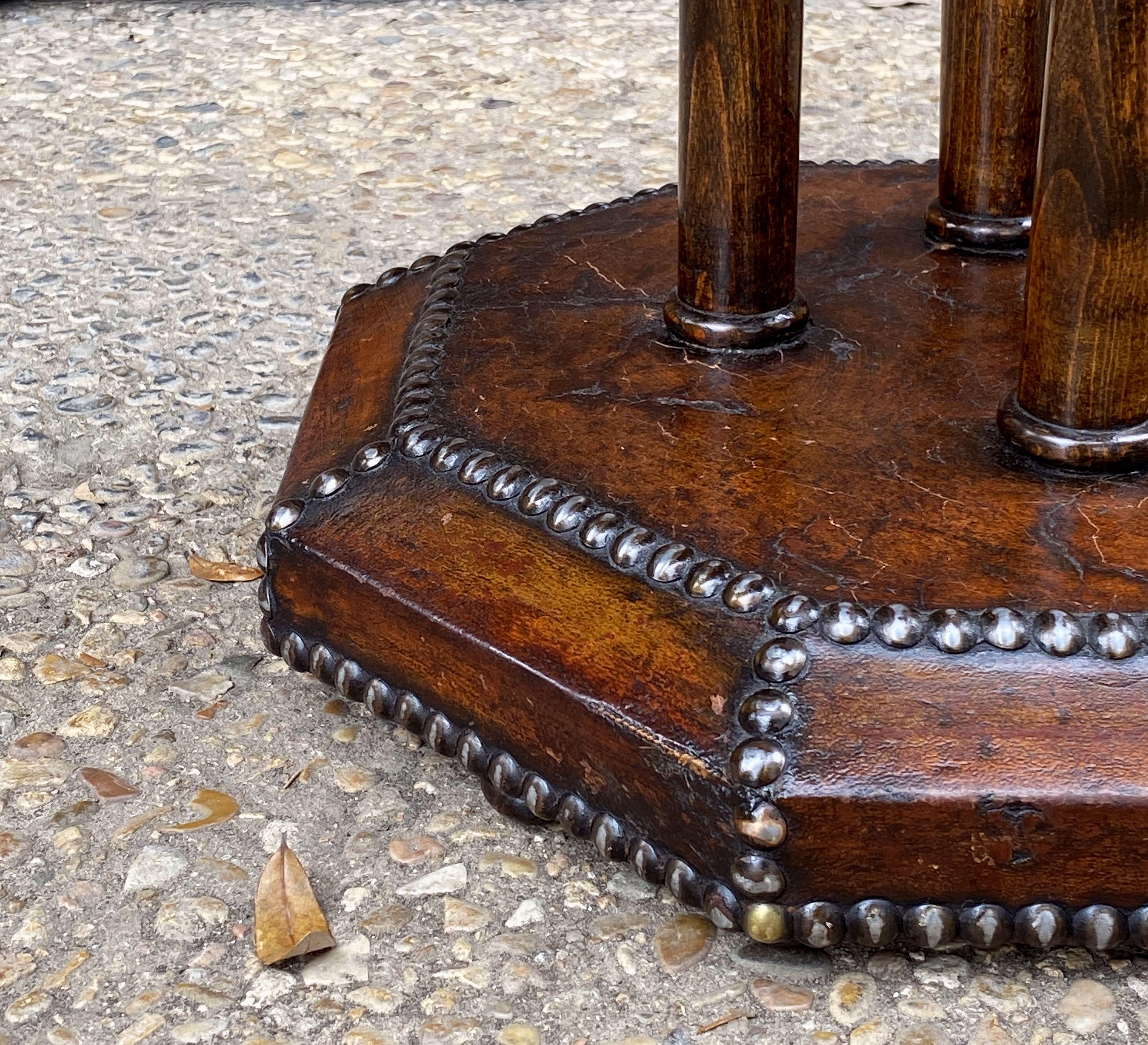 French Art Deco Octagonal Bistro or Club Occasional Table of Leather 8