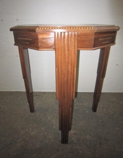 French Art Deco Octagonal Inlaid Skyscraper Side Table