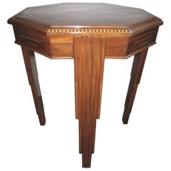 French Art Deco Octagonal Inlaid Skyscraper Side Table