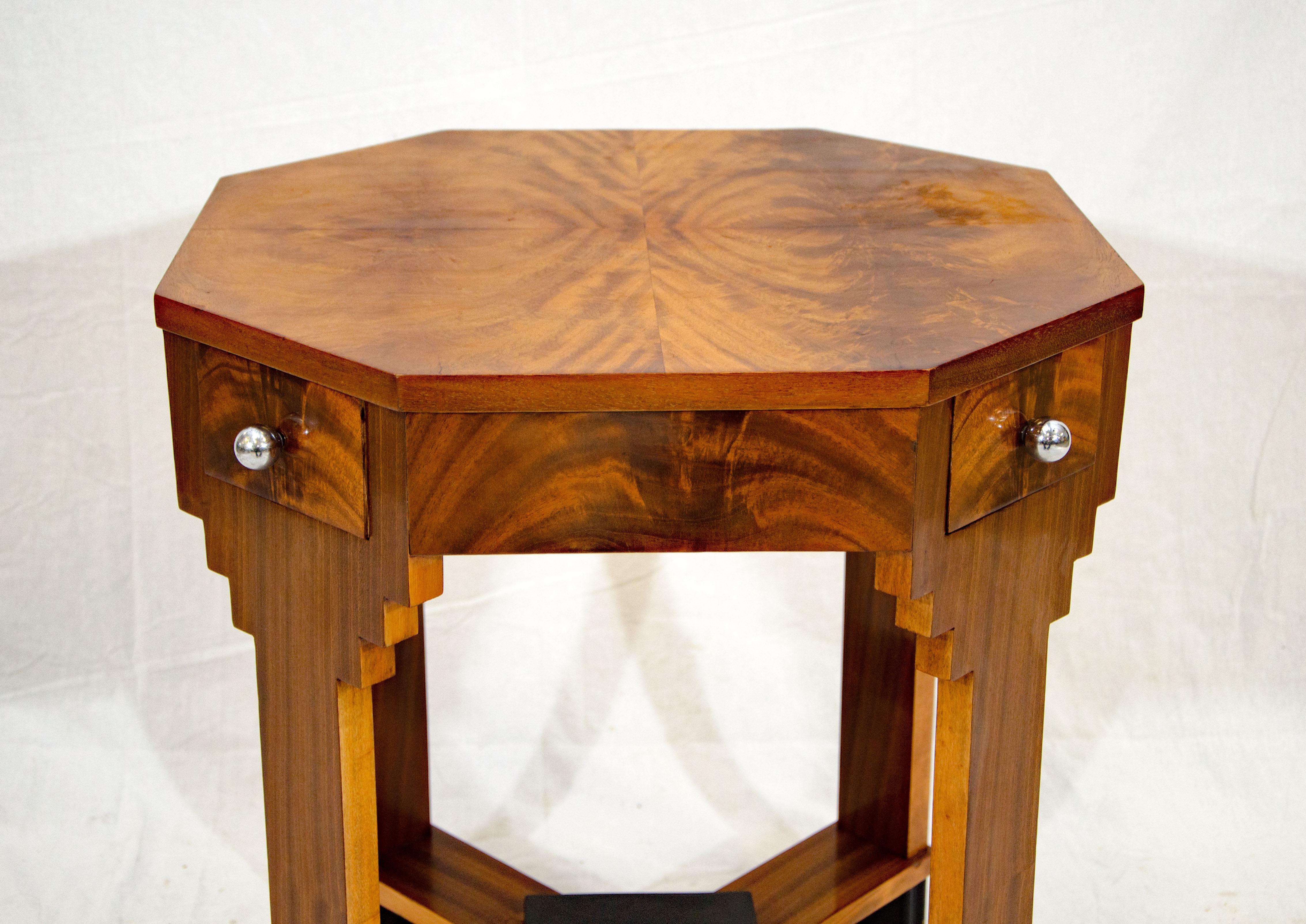 French Art Deco Octagonal Occasional or Accent Table 1