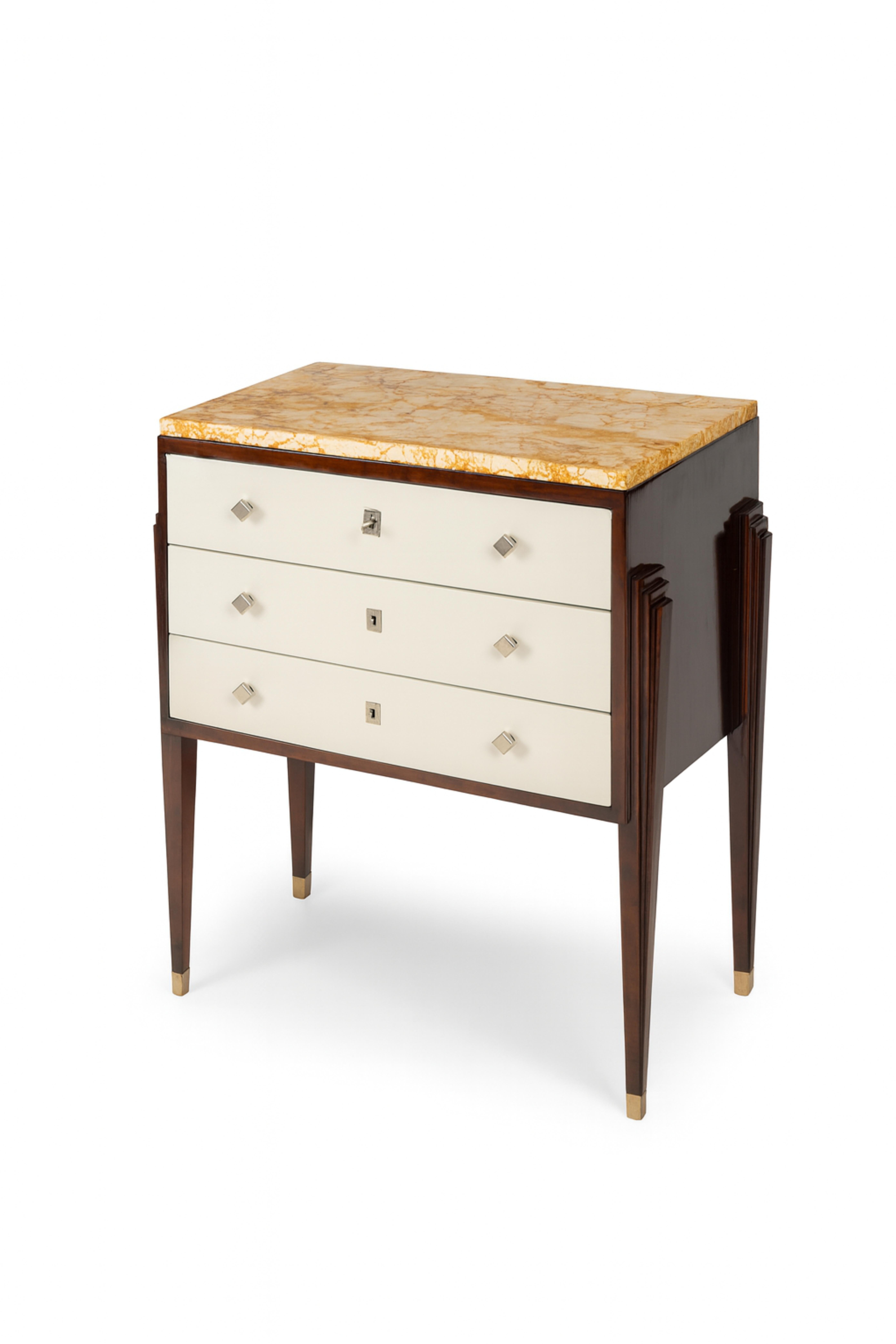 French Art Deco Off White Commode With Marble Top, 20th Century For Sale 6