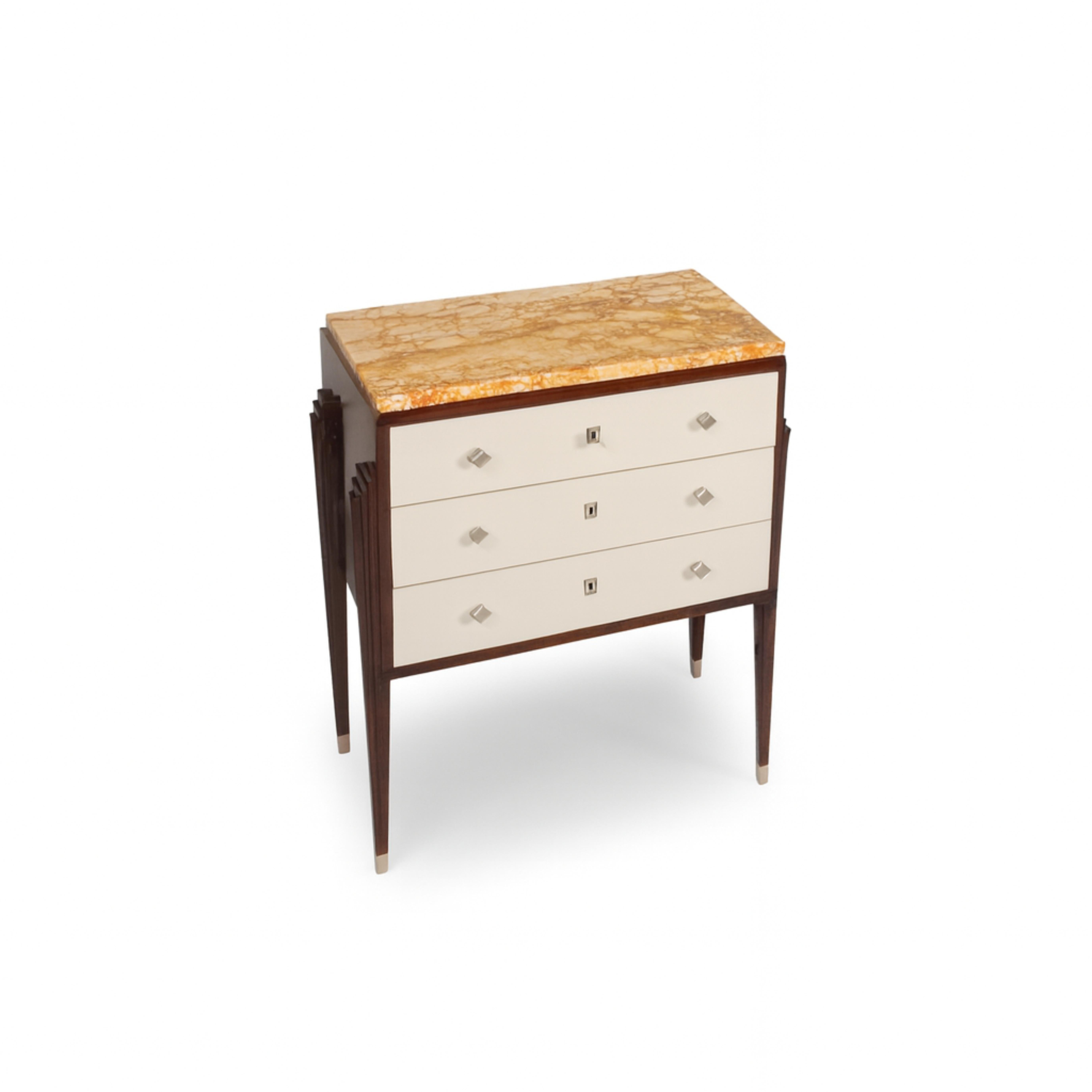 French Art Deco Off White Commode With Marble Top, 20th Century For Sale 3
