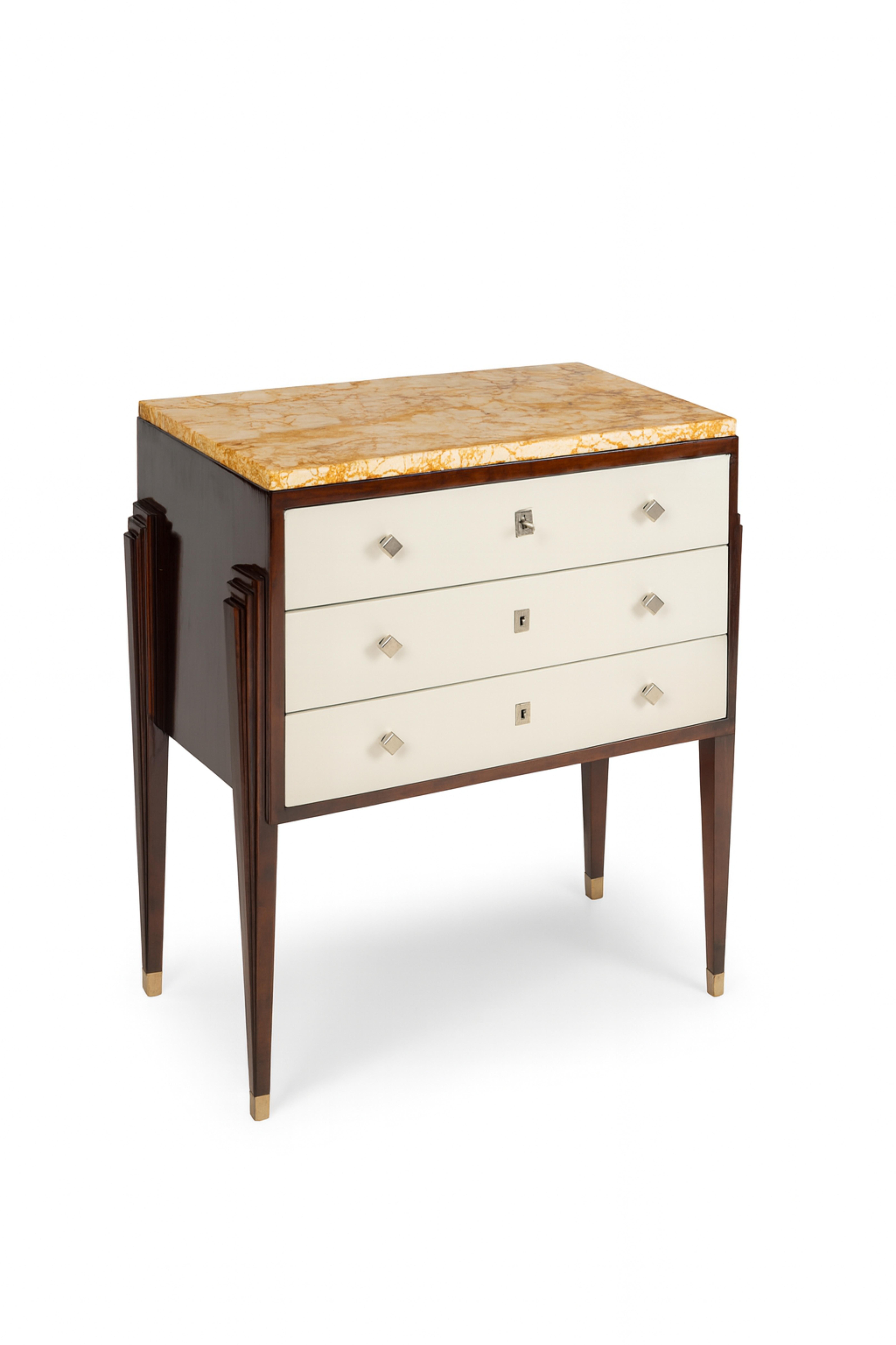 French Art Deco Off White Commode With Marble Top, 20th Century For Sale 5