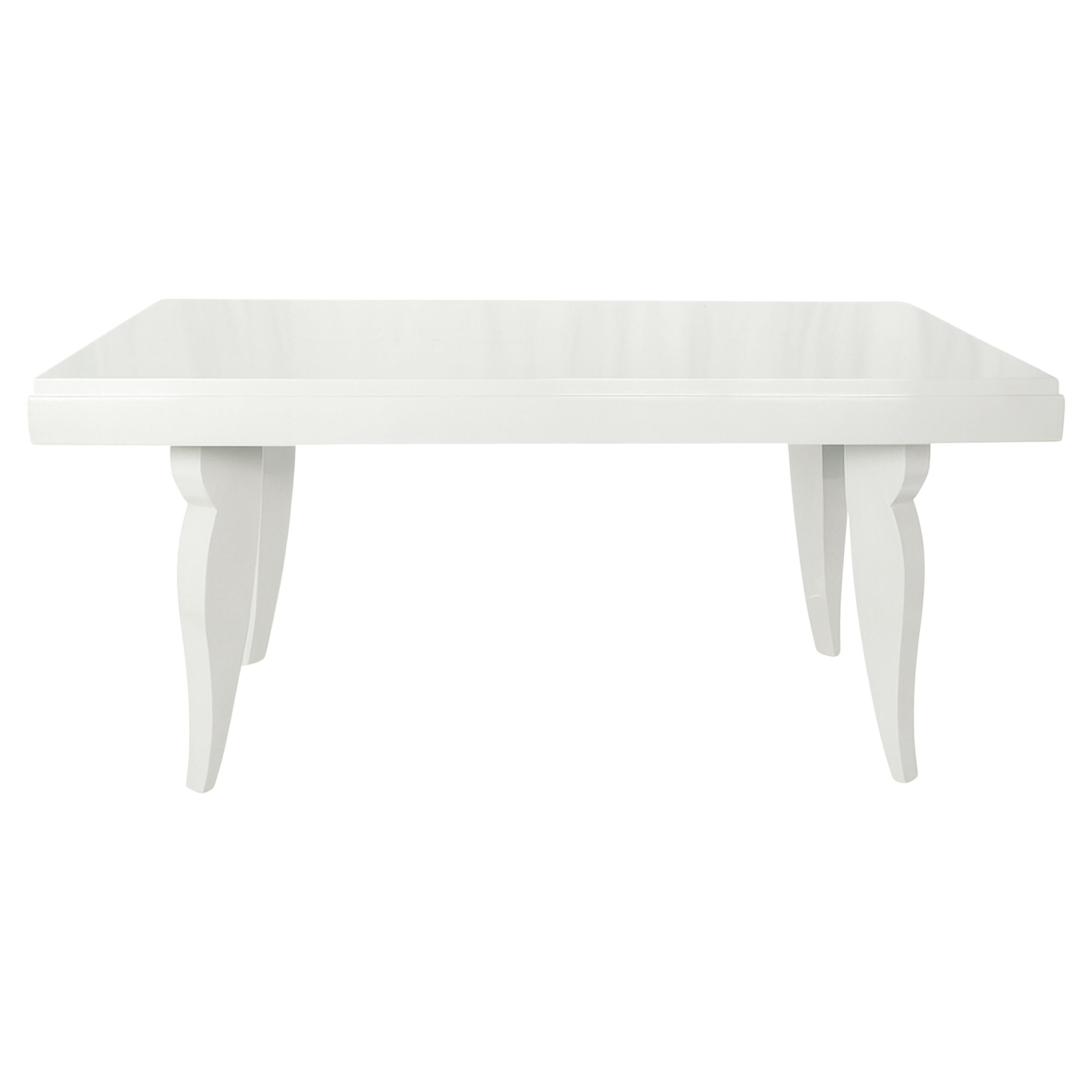Table de salle à manger Art déco en blanc cassé, style Jules Leleu, 20e siècle en vente