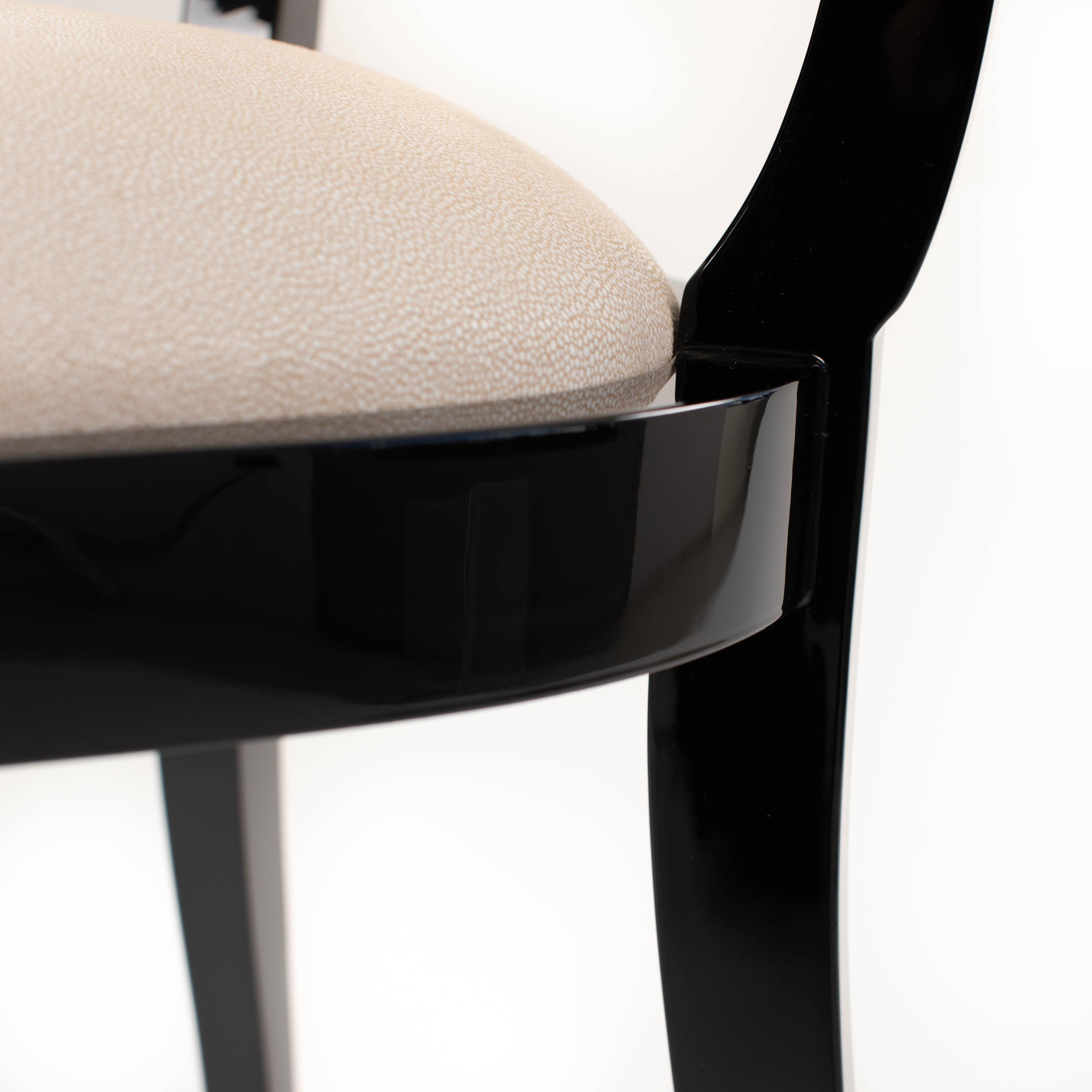 Chaise de bureau Art Déco Noir Laqué Raydesign cuir 1920s en vente 6