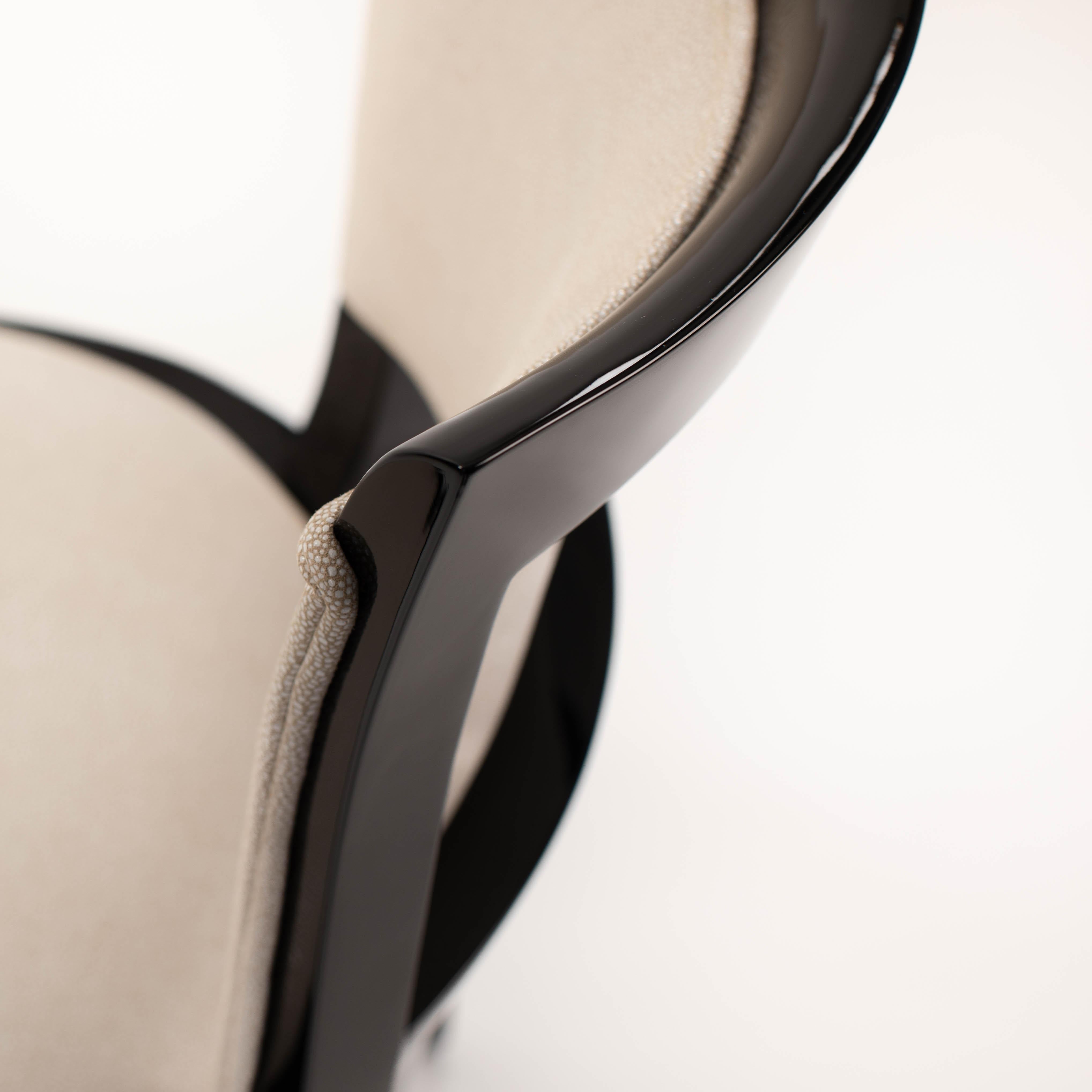 Chaise de bureau Art Déco Noir Laqué Raydesign cuir 1920s en vente 7