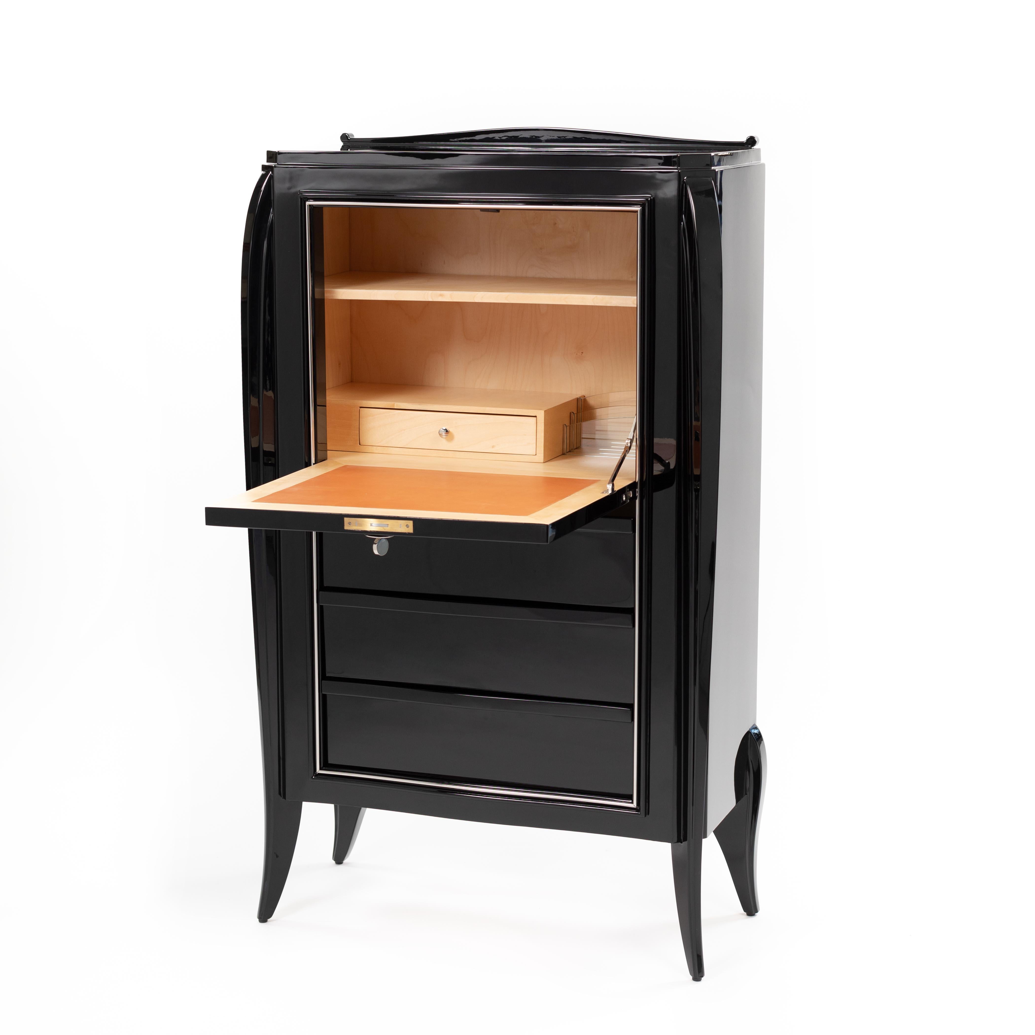 Chaise de bureau Art Déco Noir Laqué Raydesign cuir 1920s en vente 11
