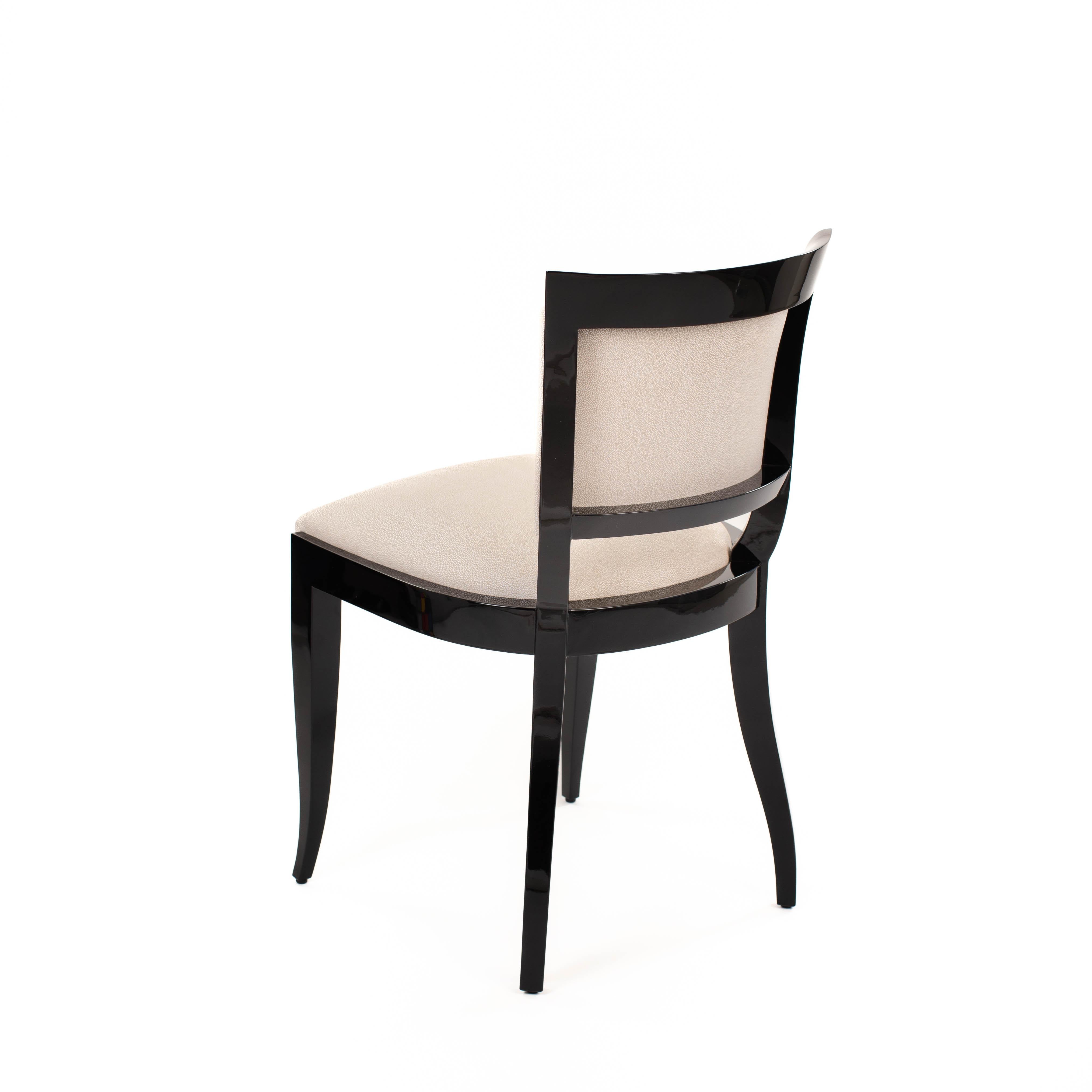 Français Chaise de bureau Art Déco Noir Laqué Raydesign cuir 1920s en vente