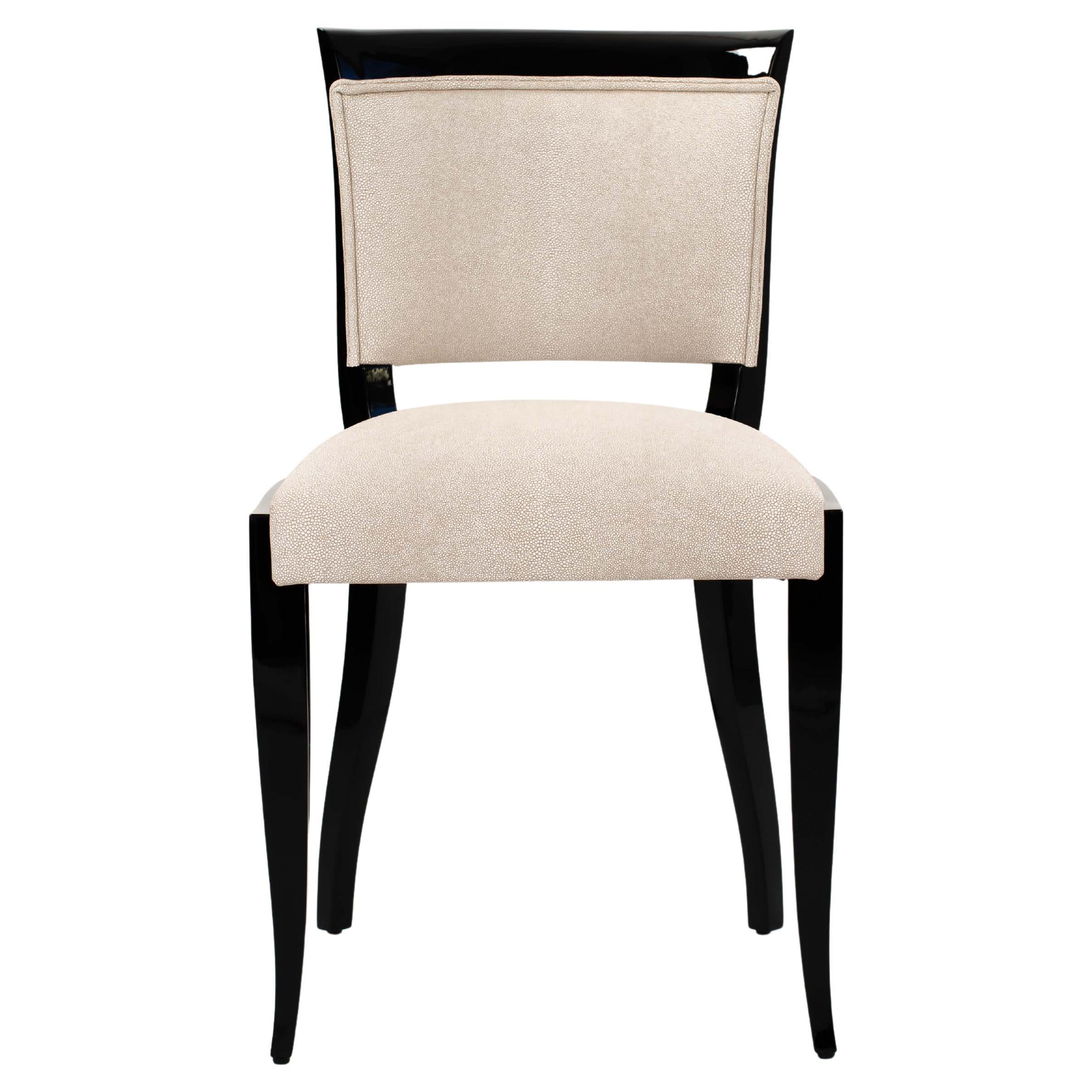 French Art Déco -Office- Chair Black Highgloss Lacquer Raydesign leather 1920s