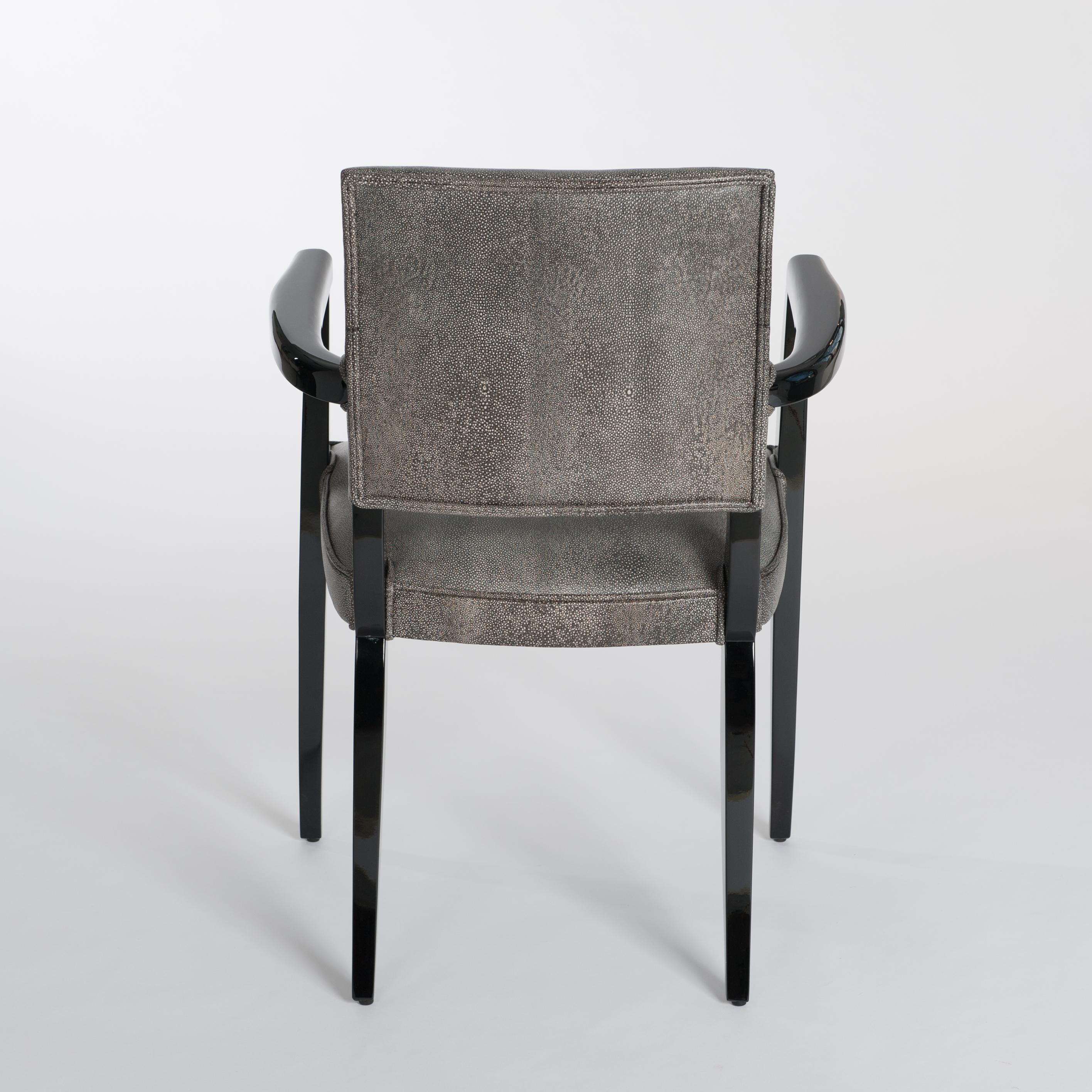 Französischer Art Déco Bürostuhl Schwarz Hochglanzlack Raydesign Leder 1930er Jahre (Art déco) im Angebot