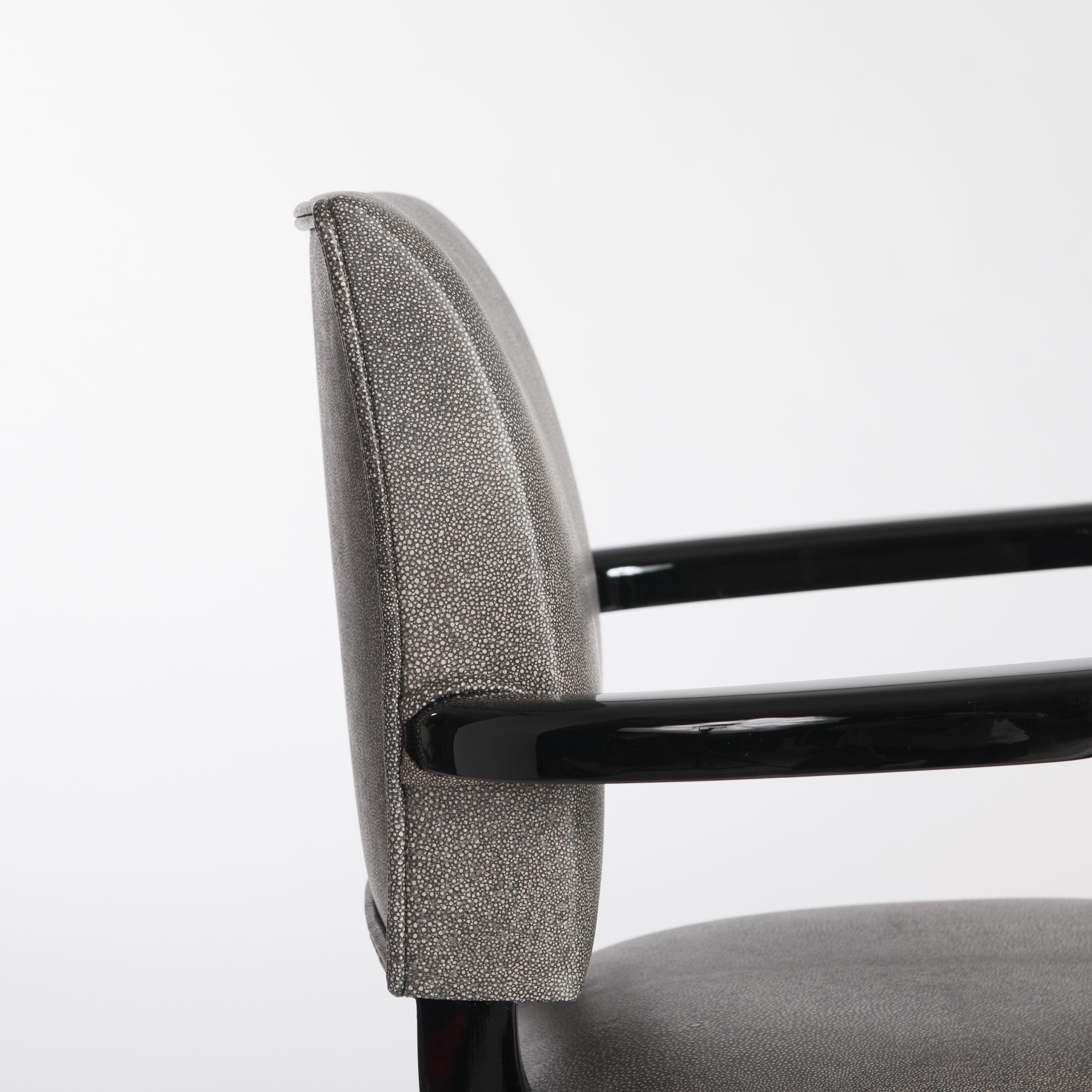 Französischer Art Déco Bürostuhl Schwarz Hochglanzlack Raydesign Leder 1930er Jahre im Zustand „Hervorragend“ im Angebot in Salzburg, AT
