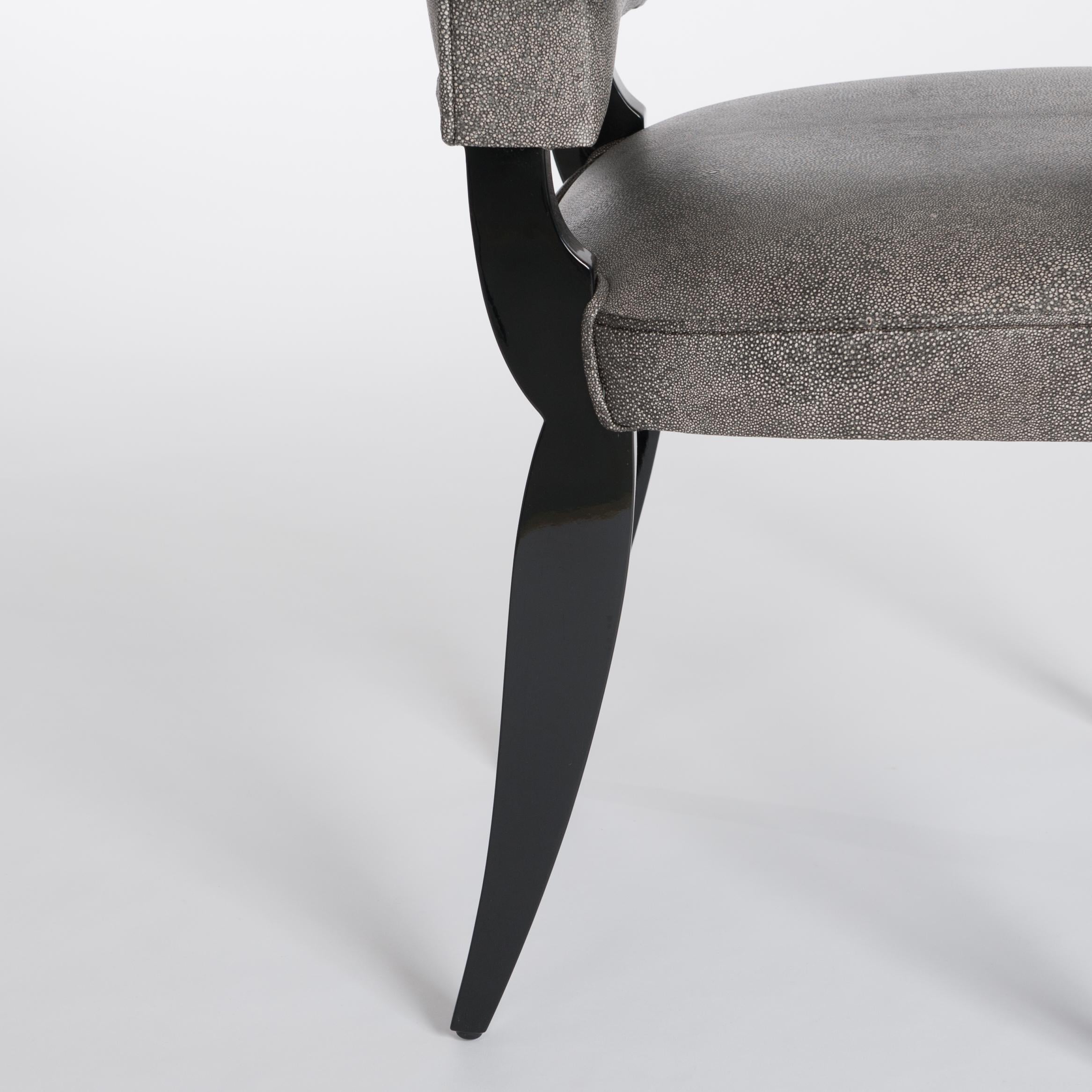 Französischer Art Déco Bürostuhl Schwarz Hochglanzlack Raydesign Leder 1930er Jahre im Angebot 2