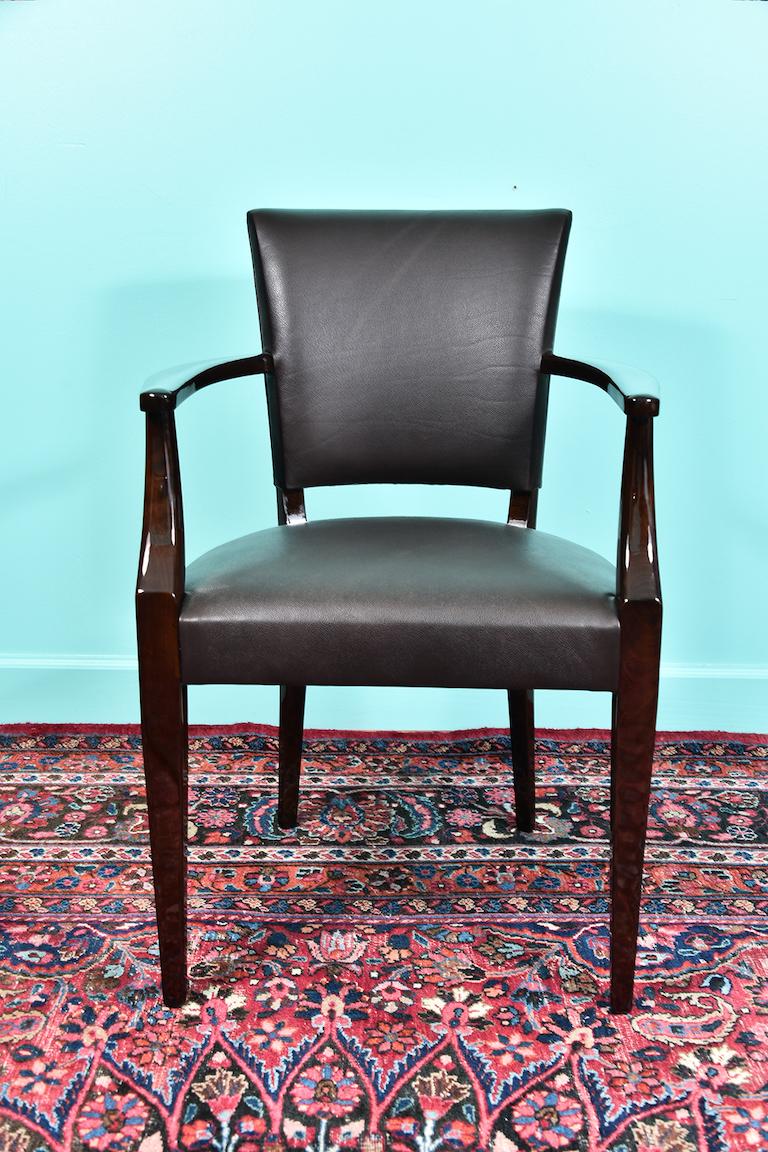 French Art Deco Office Chair in Walnut Wood For Sale at