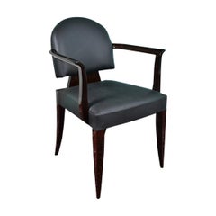 French Art Deco Office Chair in Walnut Wood