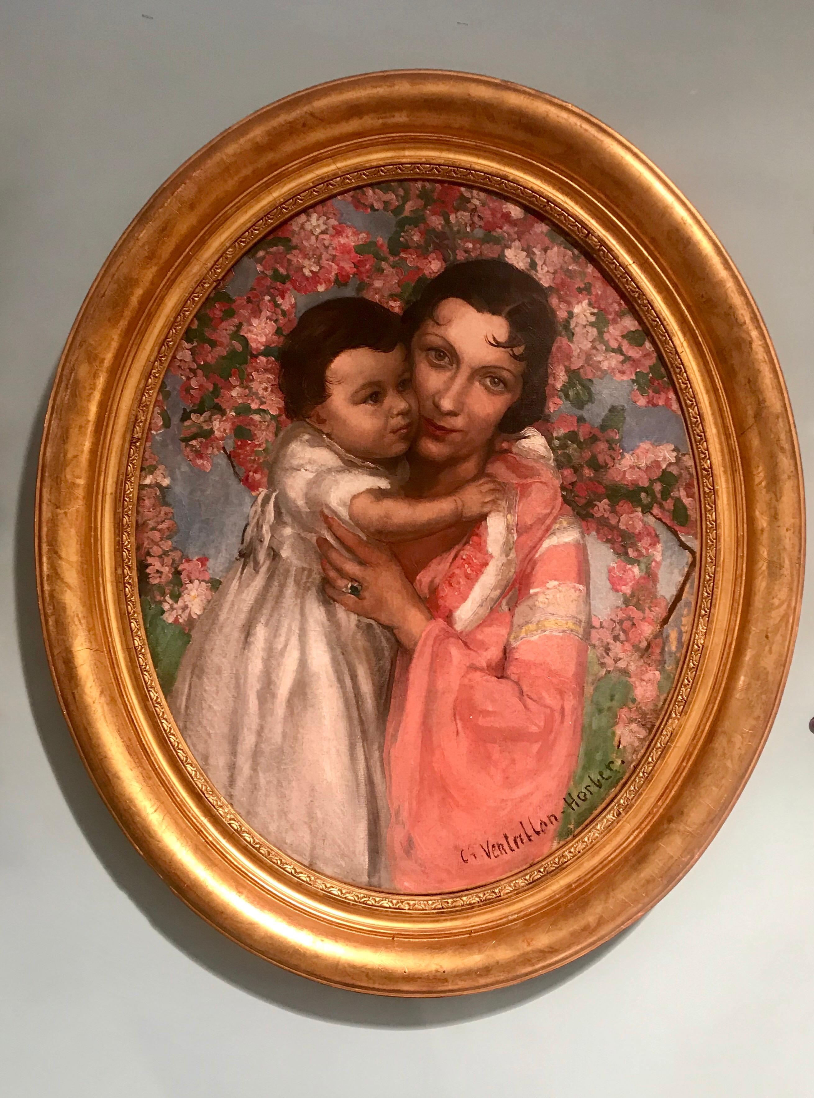 Óleo sobre lienzo art déco francés, firmado en Bueno estado para la venta en Miami, FL
