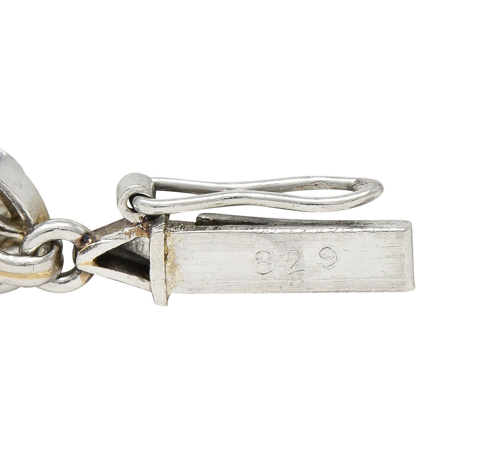 French Art Deco Old European Diamond Platinum Vintage Fancy Link Line Bracelet 3